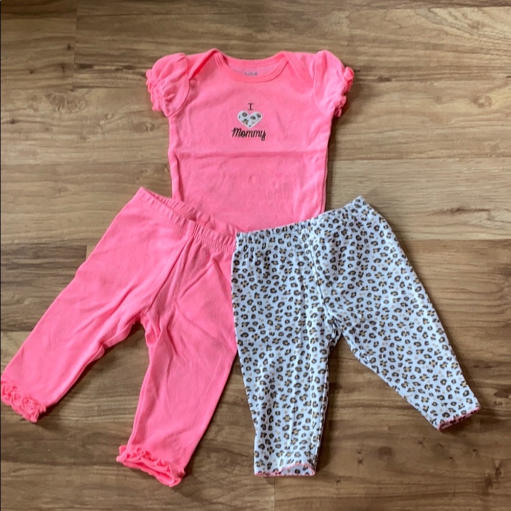 I love mommy, leopard heart onesie and pants